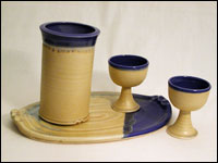 Tan / Blue Wine Set